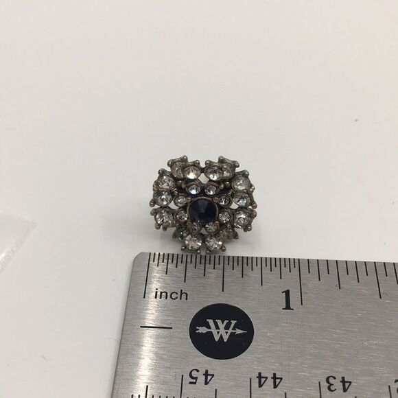 Banana Republic Black & Rhinestone Glass Multi-tiered Stud Brass Tone Earrings - Picture 10 of 14